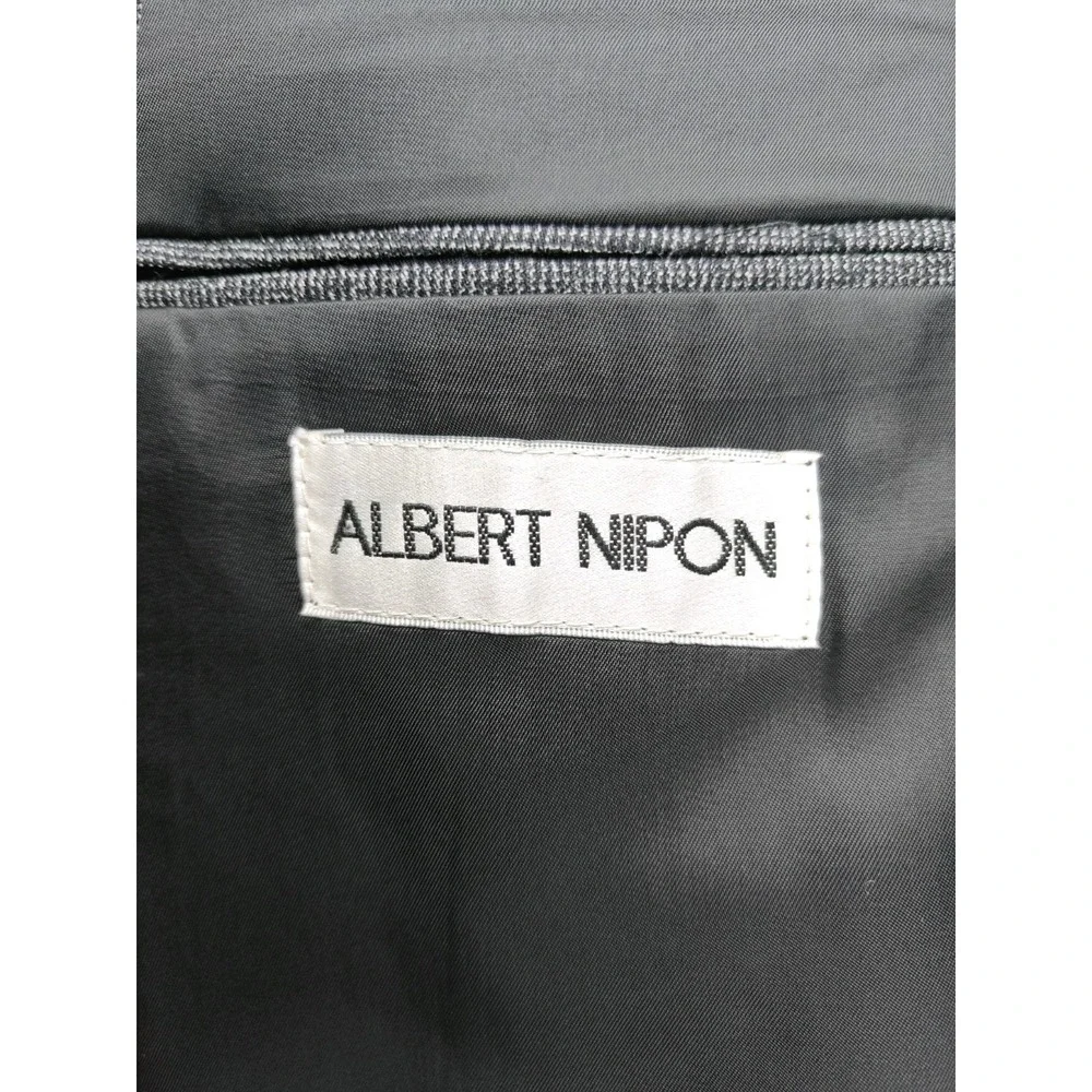 Albert Nipon Mens Wool Sports Coat 42R Gray Stripe USA Vintage 2 Button Blazer